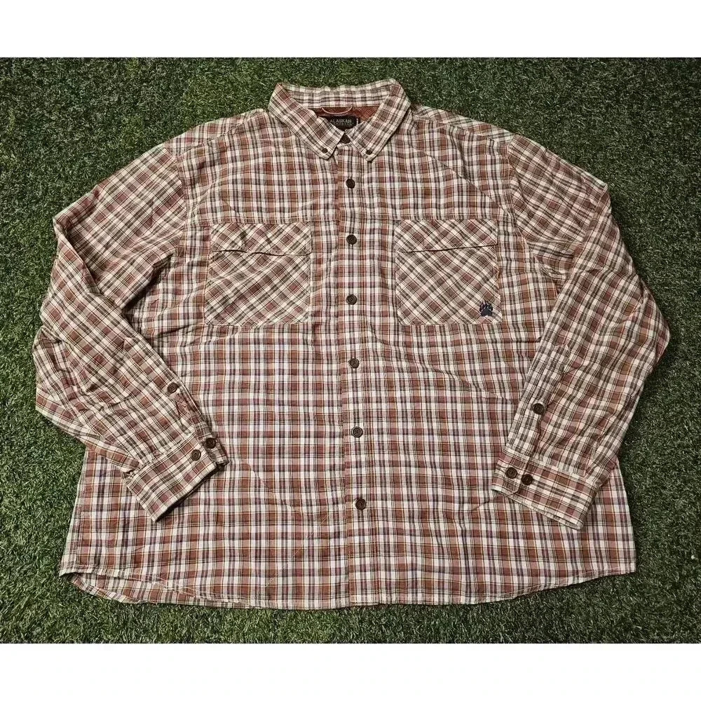 Alaskan Hardgear Shirt Mens XXL Orange Duluth Trading Plaid Button Down Fishing
